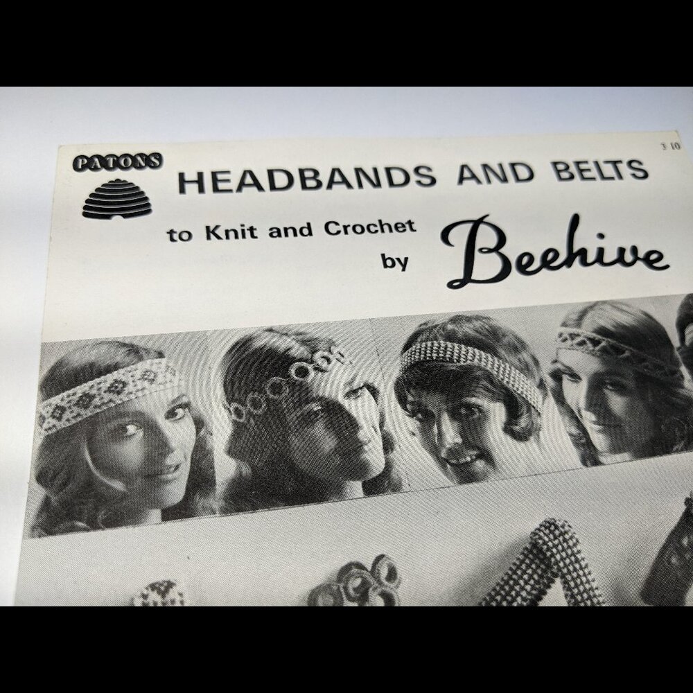 Vintage Patons Knitting & Crochet Instructions 60's hippie Headbands & Belts